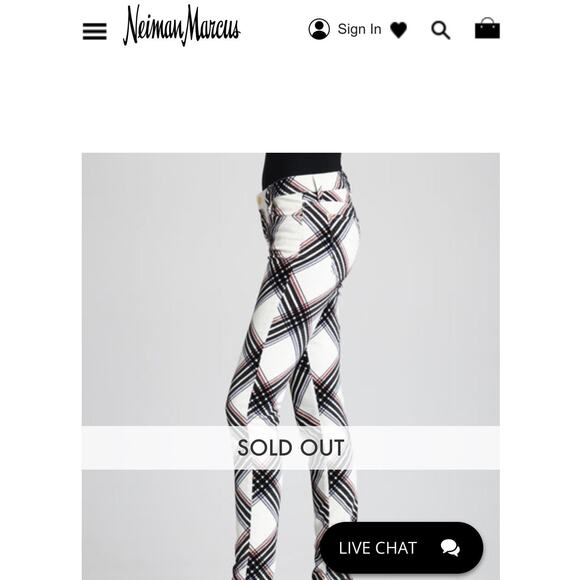 7 for all mankind Skinny Cream Velvet & Black Plaid Hoilday Pants size 27 - Picture 11 of 12